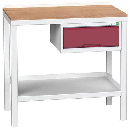 Dílenský stůl Bott Verso Weld, 93 x 100 x 60 cm, 1 skříňka, multiplex, šedá-červená