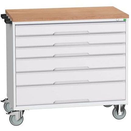 Mobilní pracovní stůl se zásuvkami Bott Verso, 98 x 105 x 60 cm, 6 zásuvek, multiplex, šedá-šedá