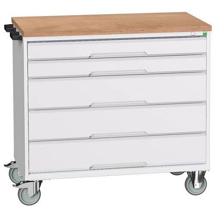 Mobilní pracovní stůl se zásuvkami Bott Verso, 98 x 105 x 60 cm, 5 zásuvek, multiplex, šedá-šedá