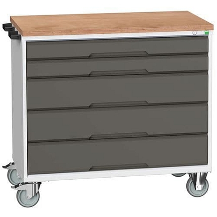 Mobilní pracovní stůl se zásuvkami Bott Verso, 98 x 105 x 60 cm, 5 zásuvek, multiplex, šedá-antracit