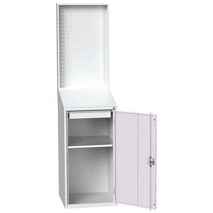 Pracovní stanice Bott, s perforovaným panelem, 200 x 52,5 x 55 cm, šedá-šedá