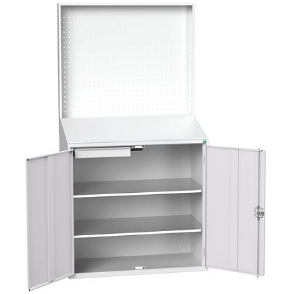 Pracovní stanice Bott, s perforovaným panelem, 200 x 105 x 55 cm, šedá-šedá