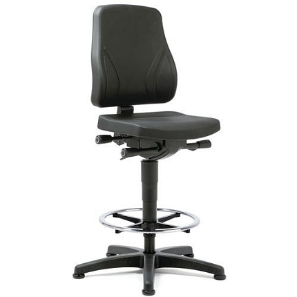 Pracovní židle Bimos All In One 9631 s kluzáky, s podnožkou, polyuretanový sedák, nízké opěradlo, černá