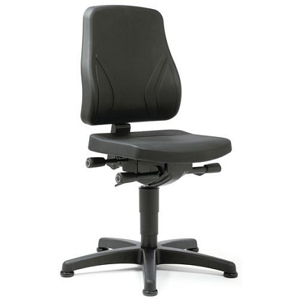 Pracovní židle Bimos All In One 9630 s kluzáky bez podnožky, polyuretanový sedák, nízké opěradlo, černá
