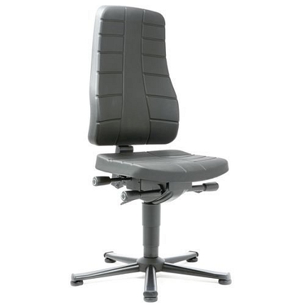 Pracovní židle Bimos All In One 9643 s kluzáky bez podnožky, polyuretanový sedák, vysoké opěradlo, černá