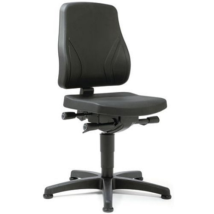 Pracovní židle Bimos All In One 9630 s kluzáky bez podnožky, koženkový sedák, nízké opěradlo, černá