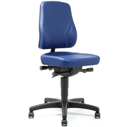 Pracovní židle Bimos All In One 9633 s kolečky, bez podnožky, látkový sedák, nízké opěradlo, modrá