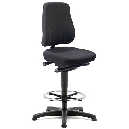 Pracovní židle Bimos All In One 9631 s kluzáky, s podnožkou, látkový sedák, nízké opěradlo, černá