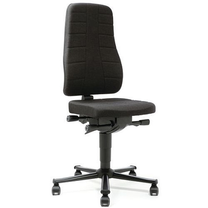 Pracovní židle Bimos All In One 9643 s kolečky, bez podnožky, látkový sedák, vysoké opěradlo, černá