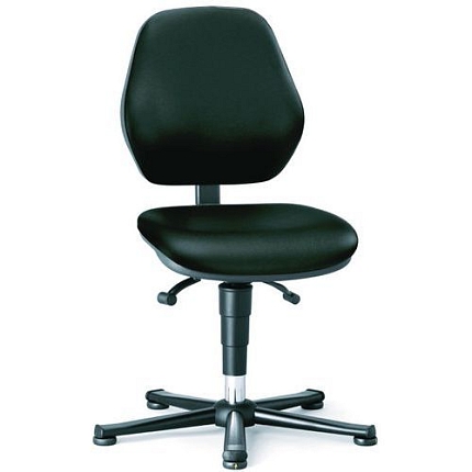 Pracovní antistatická ESD židle Bimos Basic 9150E  s kluzáky, bez podnožky, koženka, nízké opěradlo, černá