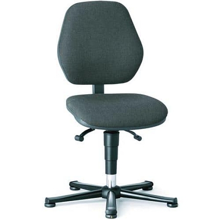 Pracovní antistatická ESD židle Bimos Basic 9150E s kluzáky, bez podnožky, látka, nízké opěradlo, černá