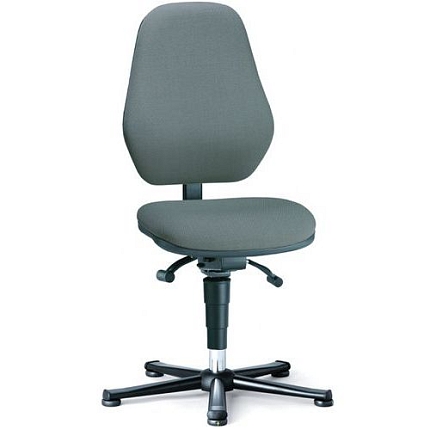 Pracovní antistatická ESD židle Bimos Basic 9154E s kluzáky, bez podnožky, koženka, vysoké opěradlo, černá