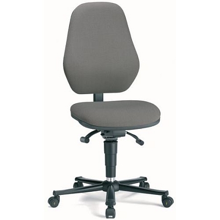 Pracovní antistatická ESD židle Bimos Basic 9155E s kolečky, bez podnožky, látka, vysoké opěradlo, šedá