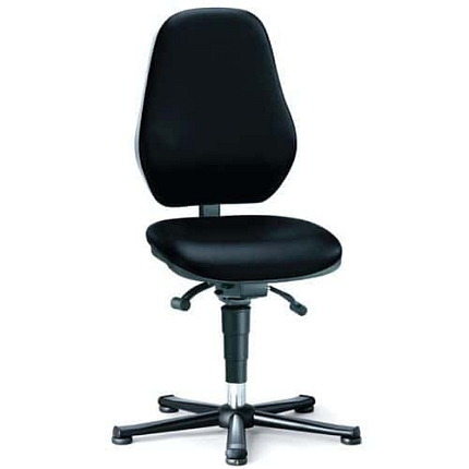 Pracovní antistatická ESD židle Bimos Basic 9157E s kluzáky, bez podnožky, látka, vysoké opěradlo, šedá