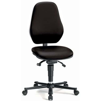 Pracovní antistatická ESD židle Bimos Basic 9158E s kolečky, bez podnožky, koženka, vysoké opěradlo, černá