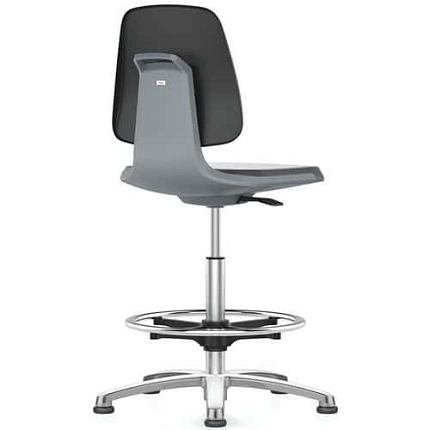 Pracovní antistatická ESD židle Labsit 9121E  s funkcí Flex 3D, koženka, s kluzáky, černá