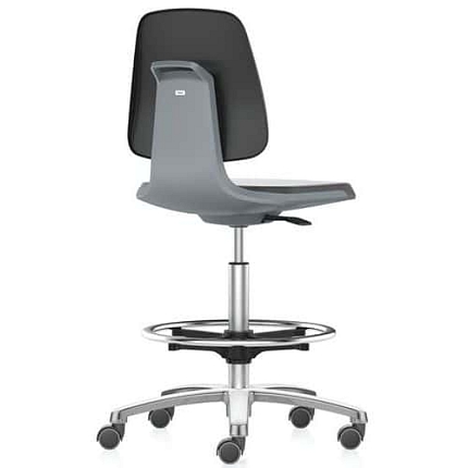 Pracovní antistatická ESD židle Bimos Labsit 9125E s kolečky, s podnožkou, látka, černá