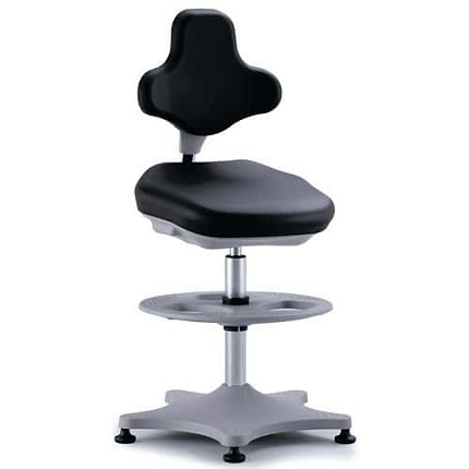 Pracovní antistatická ESD židle Labster Bimos 9101E s kolečky a kruhovou podnožkou, polyuretan, černá