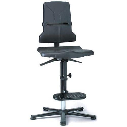 Rám pro pracovní antistatické ESD židle Bimos Sintec 9801E s nožní opěrkou, permanentní kontakt, kluzáky , šedá, hmotnost židle 18 kg