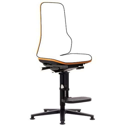 Pracovní antistatická ESD židle Bimos Neon 9561E s kluzáky, s podnožkou,  permanentní kontakt, šedá/oranžová