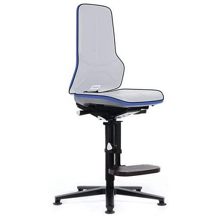 Rám pracovní antistatické  ESD židle Neon Bimos 9571E, synchronní mechanismus, kluzáky s podnožkou, modrá