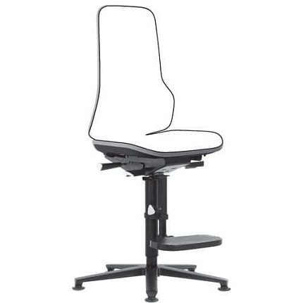 Pracovní antistatická ESD židle Bimos Neon 9571E s kluzáky, s podnožkou, synchronní mechanismus, šedá/šedá