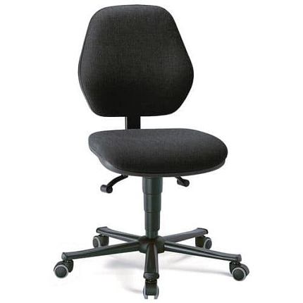 Pracovní laboratorní židle Bimos basic 9133 s kolečky, bez podnožky, permanentní kontakt, látka, nízké opěradlo, černá