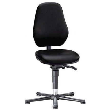 Pracovní laboratorní žídle Bimos Basic 9132 s kluzáky, bez podnožky, permanentní kontakt, koženka, vysoké opěradlo, černá