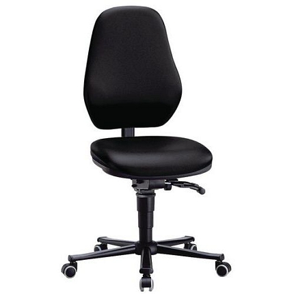 Pracovní laboratorní žídle Bimos Basic 9134 s kolečky, bez podnožky, permanentní kontakt, koženka, vysoké opěradlo, černá