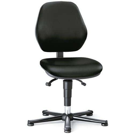 Pracovní laboratorní žídle Bimos Basic 9130 s kluzáky, bez podnožky, permanentní kontakt, koženka, nízké opěradlo, černá