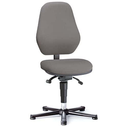 Pracovní laboratorní žídle Bimos Basic 9132 s kluzáky, bez podnožky, permanentní kontakt, látka, vysoké opěradlo, šedá