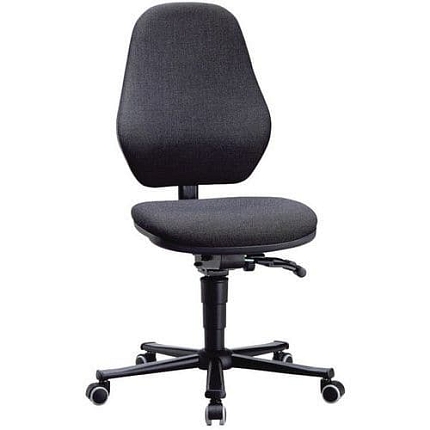 Pracovní laboratorní žídle Bimos Basic 9134 s kolečky, bez podnožky, permanentní kontakt, látka, vysoké opěradlo, černá