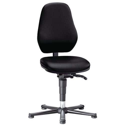 Pracovní laboratorní žídle Bimos Basic 9135 s kolečky, bez podnožky, synchronní mechanismus, koženka, vysoké opěradlo, černá