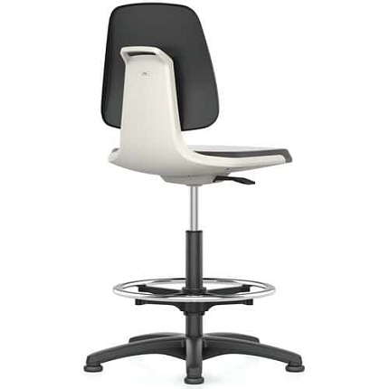 Pracovní židle Bimos Labsit 9121 s kluzáky, s podnožkou, potah Supertec, šedá/bílá