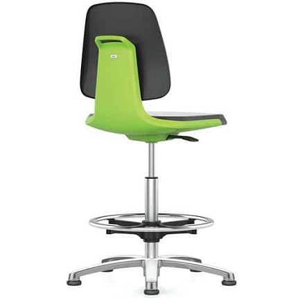 Pracovní židle Bimos Labsit 9121 s kluzáky, s podnožkou, potah Supertec, antacit/zelená