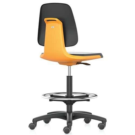 Pracovní židle Bimos Labsit 9125 s funkcí Flex 3D, potah Supertec, s podnožkou, plastový kříž, oranžová/antracit