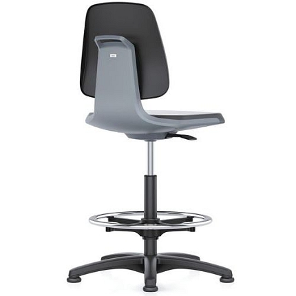 Pracovní židle Bimos Labsit 9121 s kluzáky, s podnožkou, polyuretan, antracit/šedá