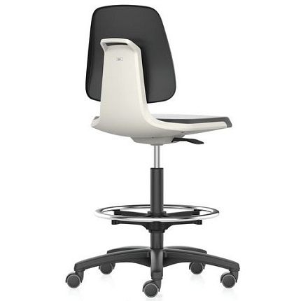 Pracovní židle Bimos Labsit 9125 s funkcí Flex 3D, potah Supertec, s podnožkou, hliníkový kříž, bílá/antracit