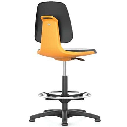 Pracovní židle Bimos Labsit 9121 s kluzáky, s podnožkou, polyuretan, antracit/oranžová