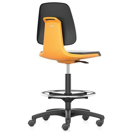 Pracovní židle Bimos Labsit 9125 s funkcí Flex 3D, potah Supertec, s podnožkou, plastový kříž, oranžová/antracit