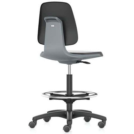 Pracovní židle Bimos Labsit 9125 s funkcí Flex 3D, koženka, s podnožkou, plastový kříž, antracit