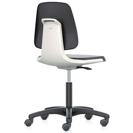 Pracovní židle Bimos Labsit  9123, opěrka s funkcí Flex 3D, koženka, plastový kříž, bílá/antracit