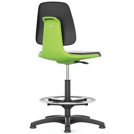 Pracovní židle Bimos Labsit 9121 s kluzáky, s podnožkou, koženka, zelená/antracit