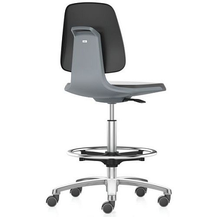 Pracovní židle Bimos Labsit 9125 s funkcí Flex 3D, koženka, s podnožkou, plastový kříž, antracit