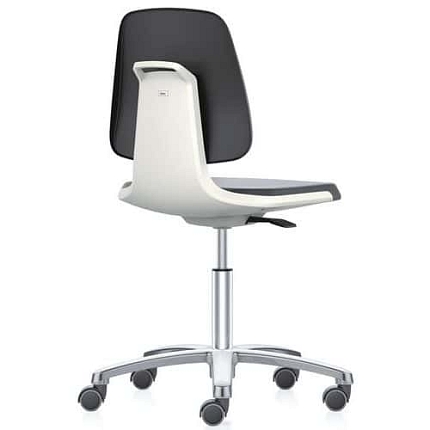 Pracovní židle Bimos Labsit  9123, opěrka s funkcí Flex 3D, koženka, hliníkový kříž, bílá/antracit