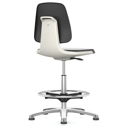 Pracovní židle Bimos Labsit 9121s kluzáky, s podnožkou, látka, bílá/antracit