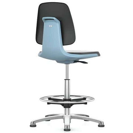 Pracovní židle Bimos Labsit 9121 s kluzáky, s podnožkou, látka, modrá/antracit