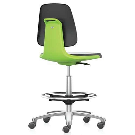 Pracovní židle Bimos Labsit 9125 s funkcí Flex 3D, látka, s podnožkou, hliníkový kříž, zelená/antracit