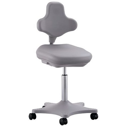 Pracovní žídle Bimos Labster 9103 s kolečky, bez podnožky, koženka, šedá