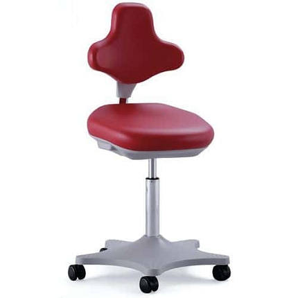 Pracovní žídle Bimos Labster 9103 s kolečky, bez podnožky, koženka, červená/šedá